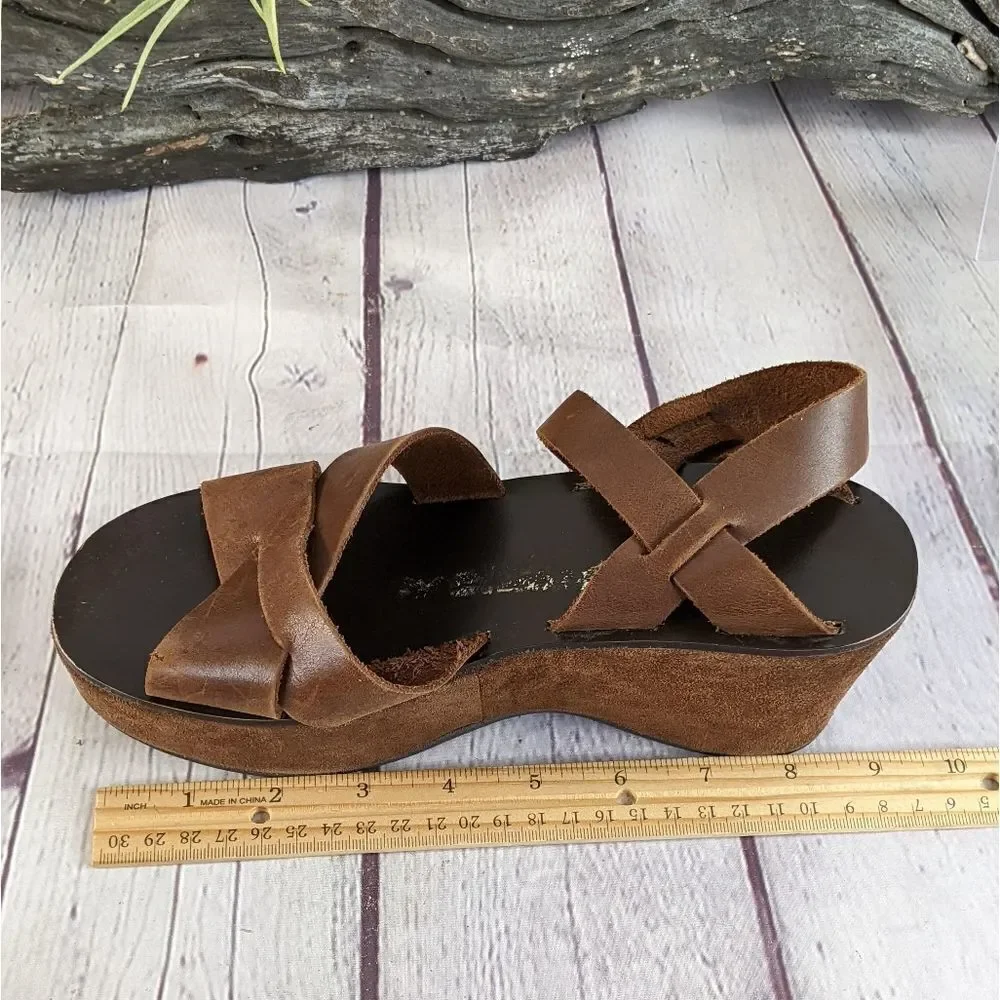 Kork-Ease AVA CLASSIC Natural Vachetta Leather Platform Wedge Sandals - Picture 9 of 10
